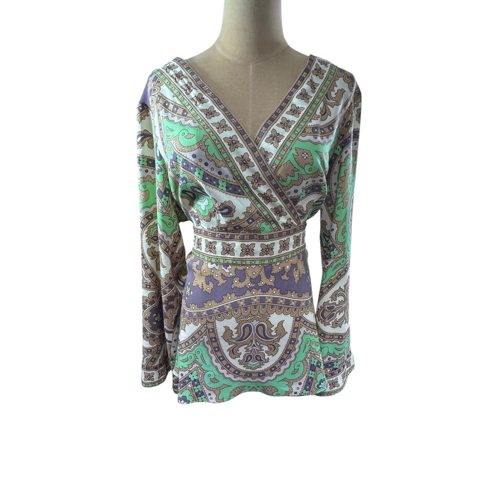 "LANE‎ BRYANT" Stunning Beaded Criss Cross Belted  SZ 14/16 Flare Sleeves Gypsy